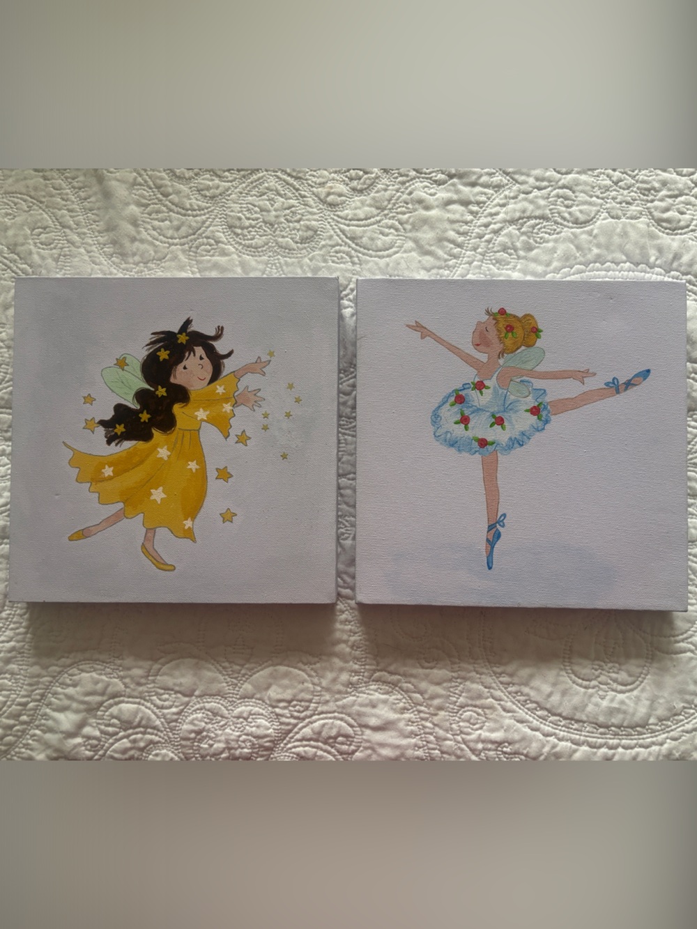 2x Ballerina canvas painting